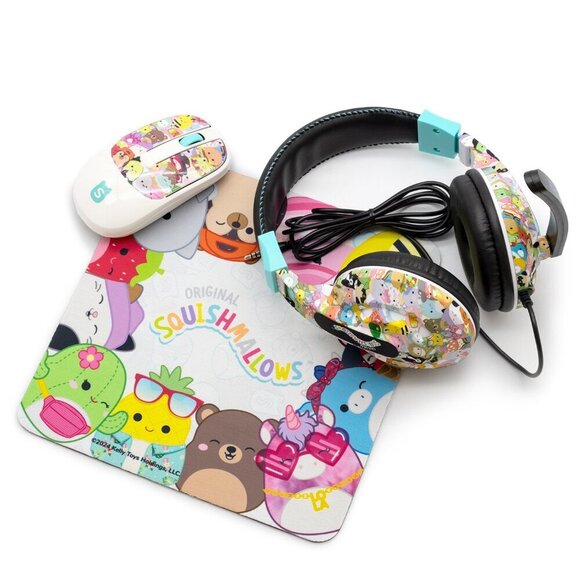 Squishmallows Tech Bundle 3 pc Set Wireless Mouse Headset & Mousepad NIB - Picture 1 of 6